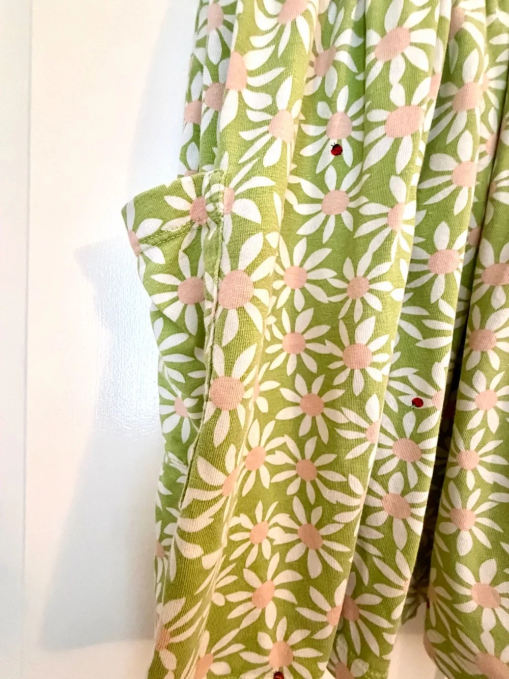 Hanna Andersson Green Daisy Dress with Pink Centers